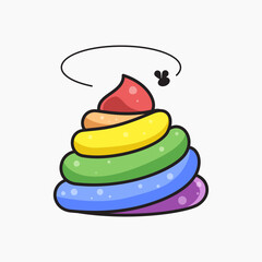 A feces with rainbow colors. Isolated Vector Illustration.