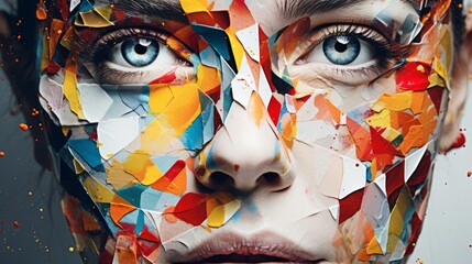 A symbolic image of a person's face as a canvas for facial recognition artistry