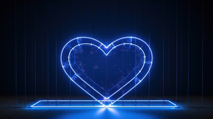 Heart shape in Transparent neon Glass. AI generated image