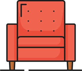 Armchair furniture icon, home interior. Hotel lounge room interior design element outline symbol, office or home living room classic furniture, apartment armchair linear vector icon or sign