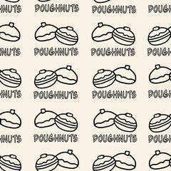 Seamless pattern with doughnuts for packaging paper, backgrounds, textile.
