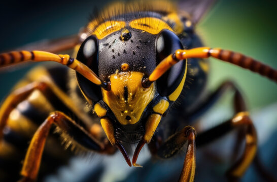 Extreme sharp and detailed study of wasp head.