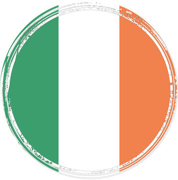 National flag of Ireland in stamp style