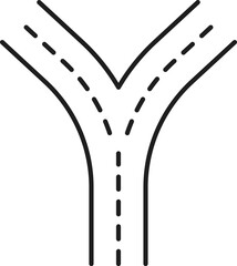 Highway road line icon, street traffic crossroad or V shape intersection, vector linear pictogram. Traffic street or highway crossroad linear symbol for navigation map or city transport plan