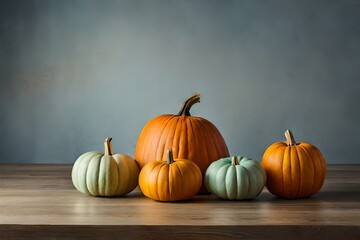 Naklejka na ściany i meble pumpkin on a wooden table