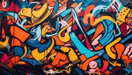 Photo of a Vibrant Mural of Colorful Graffiti on a Urban Wall