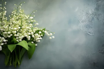 Poster A textured background showcasing lily of the valley. Generative AI © Octavia