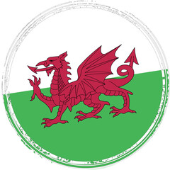 National flag of Wales in stamp style