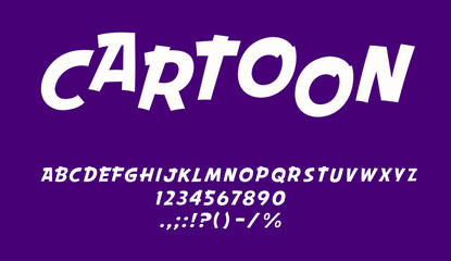 Obraz premium Retro cartoon comic font, urban graffiti typeface, superhero bold type, retro fun alphabet letters and numbers, vector typography. Pop and street wall art english abc set, action comics book font