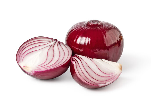 Red whole and sliced onion