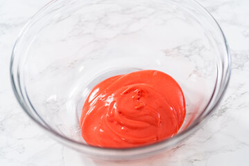 Homemade royal icing for decorating heart-shaped sugar cookies