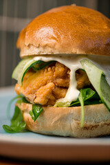 hamburger on a table