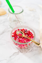 Heart-shaped sugar cookies with royal icing