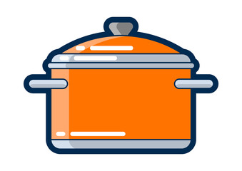 Illustration of cooking pan. Stylized kitchen utensil item.