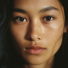 kodak 400, asian woman's eyes nose lips. AI generated