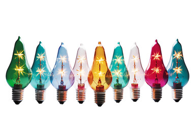 Attractive Collection of Colorful Christmas Tree Light Bulbs Isolated on Transparent Background PNG.
