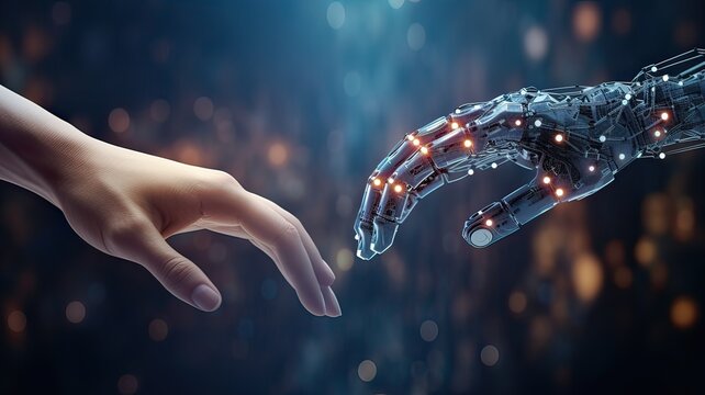 Human and AI Hands Reaching for Integration