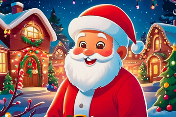 Santa Claus. Face of Santa Claus in red hat . funny santa claus sticker