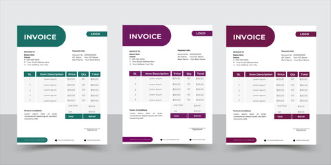 Professional corporate invoices design.