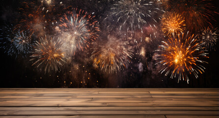 fireworks wood background 