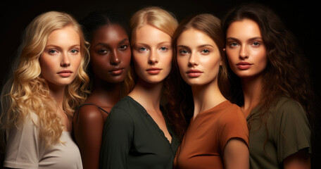 Obraz premium Portrait of beautiful cheerful multiethnic, multicultural women