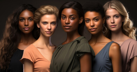 Obraz premium Portrait of beautiful cheerful multiethnic, multicultural women