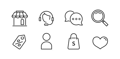 Ecommerce icon, Shopping icon set. Сollection of web icons for online shop, such as discount, delivery