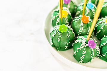 Delicious cactus cake pops for Cinco de Mayo celebration