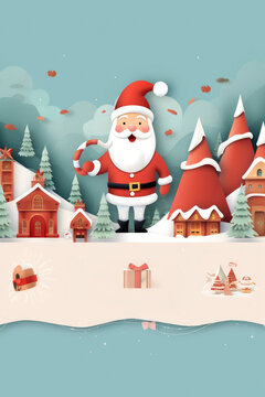 Christmas decoration. Pastel illustration. Winter season landscape with christmas tree and snow. Generative ai