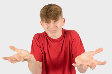 Headshot of a frustrated teenage boy