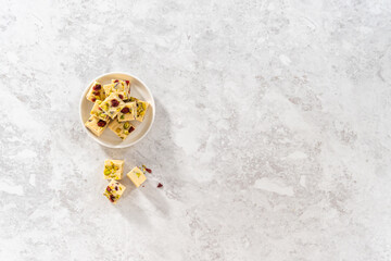 Cranberry pistachio fudge
