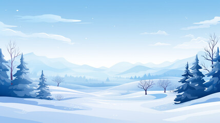 A winter flat design with a field