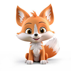 Obraz premium Cute Cartoon Fox Isolated On a White Background 