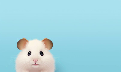 Portrait of a hamster , Closeup portrait of funny, cute, happy hamster, looking at the camera with mouth open isolated on colored background. Copy space. 