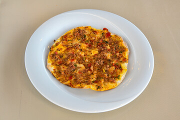 Kiymali pide.Turkish pide with minced meat. Turkish pizza mince pita Pide on white . Etli ekmek.Kusbasi kasarli, kiymali kasarli, kiymali yumurtali, Bafra, Trabzon, Kusbasili pide. Urfa acili lahmacun