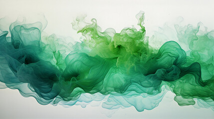 Green wavy flow of abstract liquid wave, abstract wave background. Generative AI