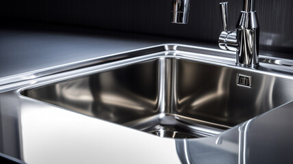 stainless steel sink in modern kitchen