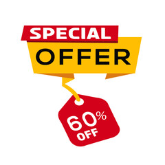 60 % off Special Discount sale offer tag set, 60 % Discount offer tag for online shopping	