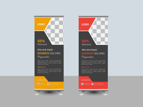 Creative business agency roll up banner design or pull up banner template
