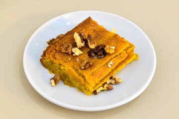 Turkish Dessert Sobiyet  Baklava, mussels baklava and classic baklava with Pistachio . Cevizli, Fistikli Baklava, top view.