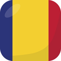 Romania flag square 3D cartoon style.