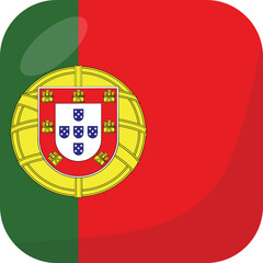 Portugal flag square 3D cartoon style.