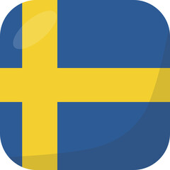 Sweden flag square 3D cartoon style.