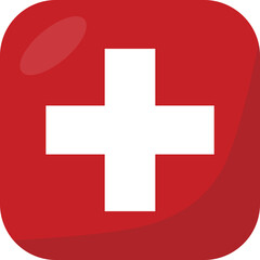 Switzerland flag square 3D cartoon style.