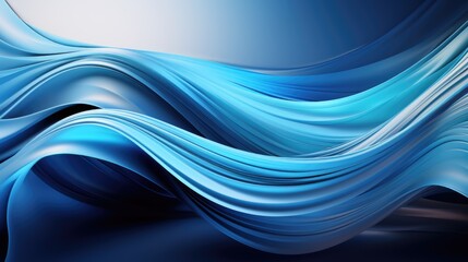 A picture of abstract wavy shape blue light or dark background Generative AI