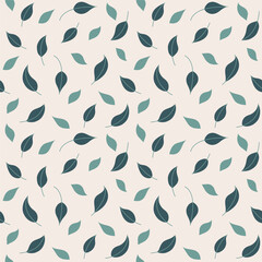 This vector seamless pattern, in a minimalist flat art style, showcases lines and green leaves in a simple and elegant design.