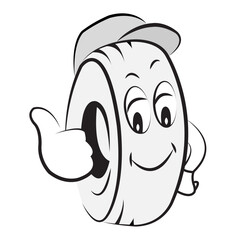 Tire cartoon funny character for automotive tire business related concept
