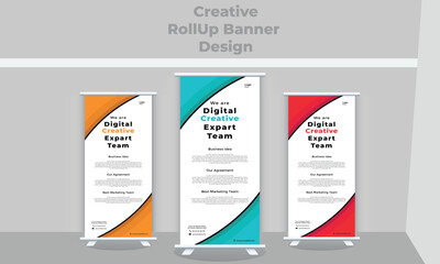 Roll up stand template design banner Template 1 in 3 color. 