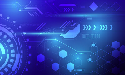 blue circle circuit lines network connection abstract background
