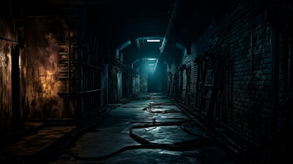 Fototapeta na wymiar underground dark flooded interior